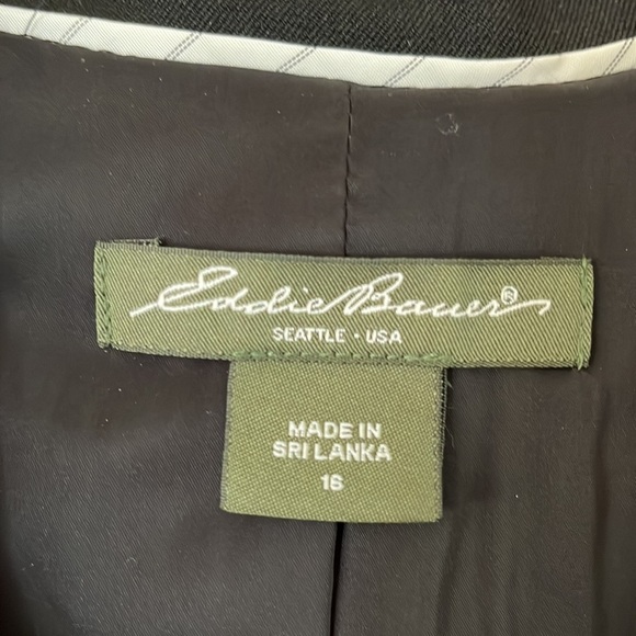 Eddie Bauer Black blazer classic button down front pockets heavy weight size 16 - Picture 4 of 15